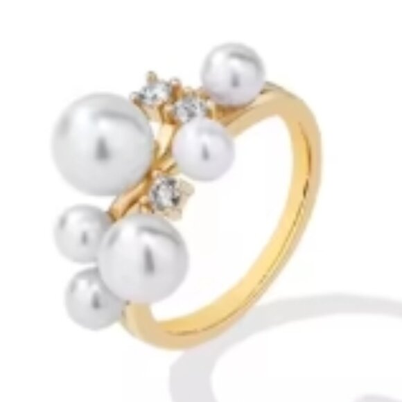 Pearl and Moissanite Diamond Ring, LUXURY ring, Women's Ring, Women's Jewelry - Picture 1 of 2